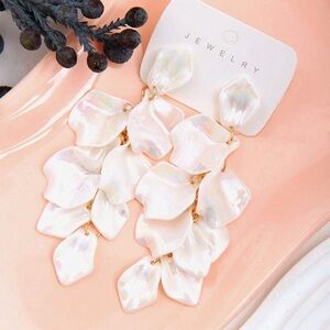 Pearl White Iridescent Petal Earrings